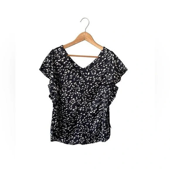 Liverpool Los Angeles Women’s Double V-Neck Flutter Sleeve Stretch Satin Top S - Picture 2 of 12